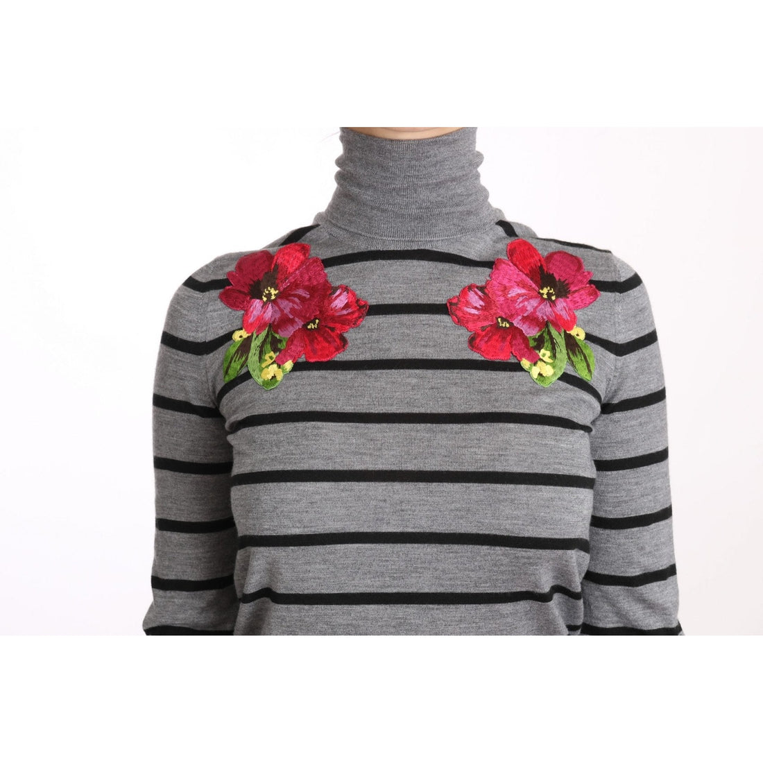 Dolce & Gabbana Gray Cashmere Silk Turtleneck Sweater - Paris Deluxe