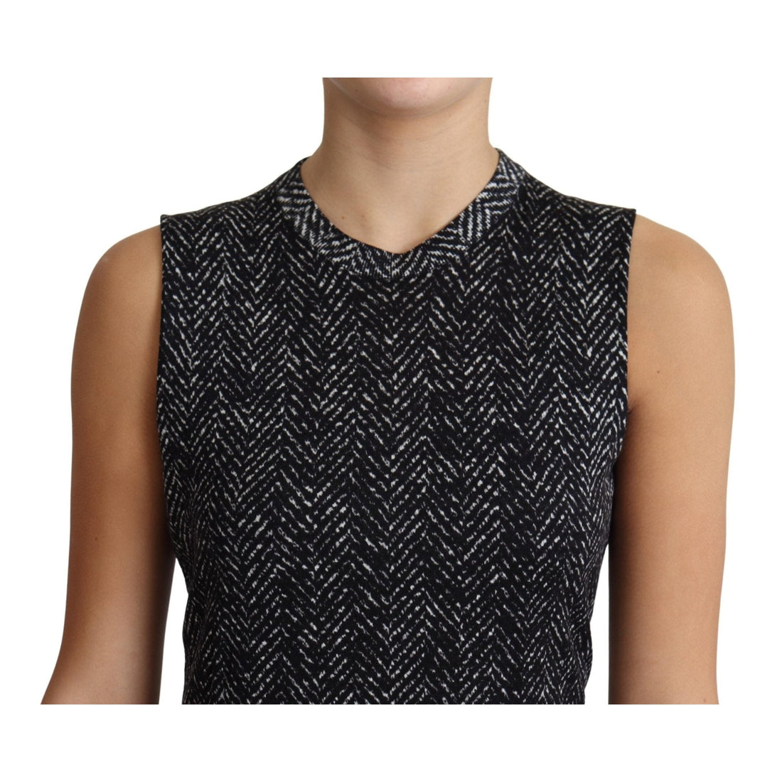 Dolce & Gabbana Gray Chevron Wool Knit Ribbed Hems Tank Top - Paris Deluxe