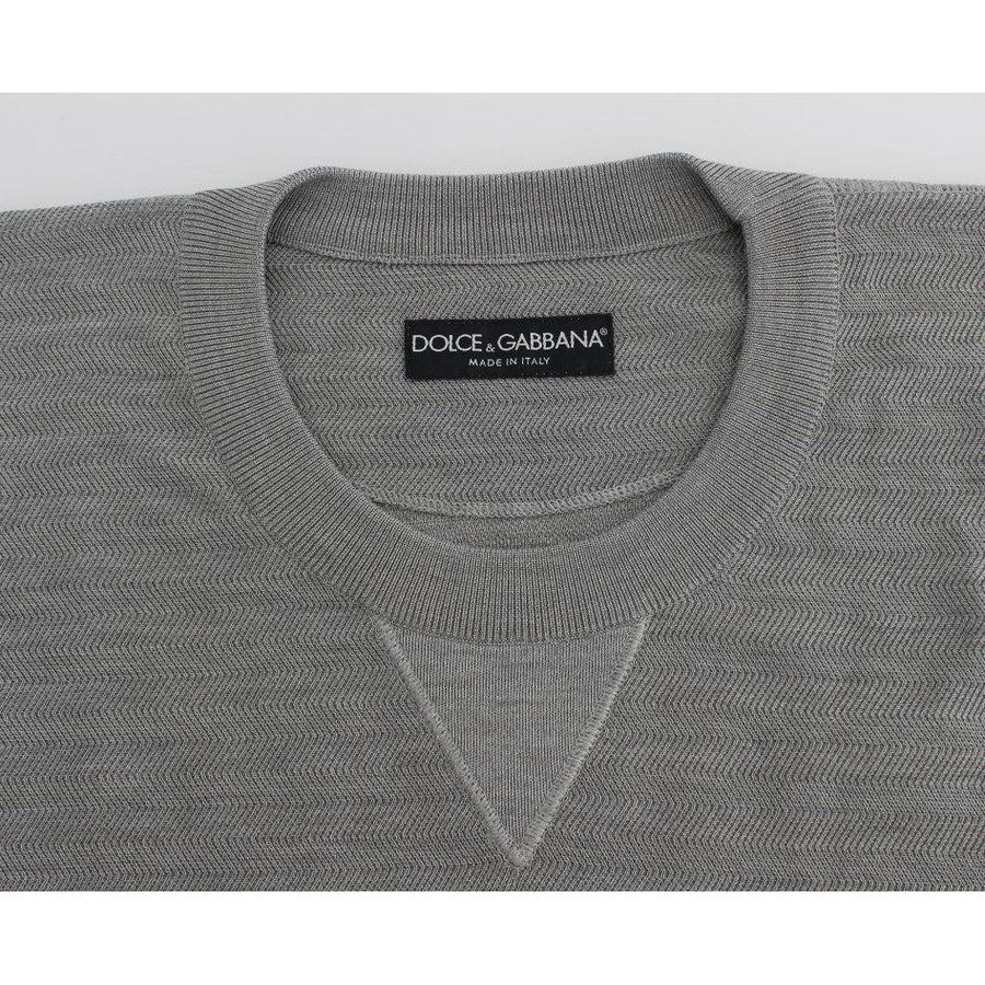 Dolce & Gabbana Gray Crewneck Pullover Silk Sweater - Paris Deluxe