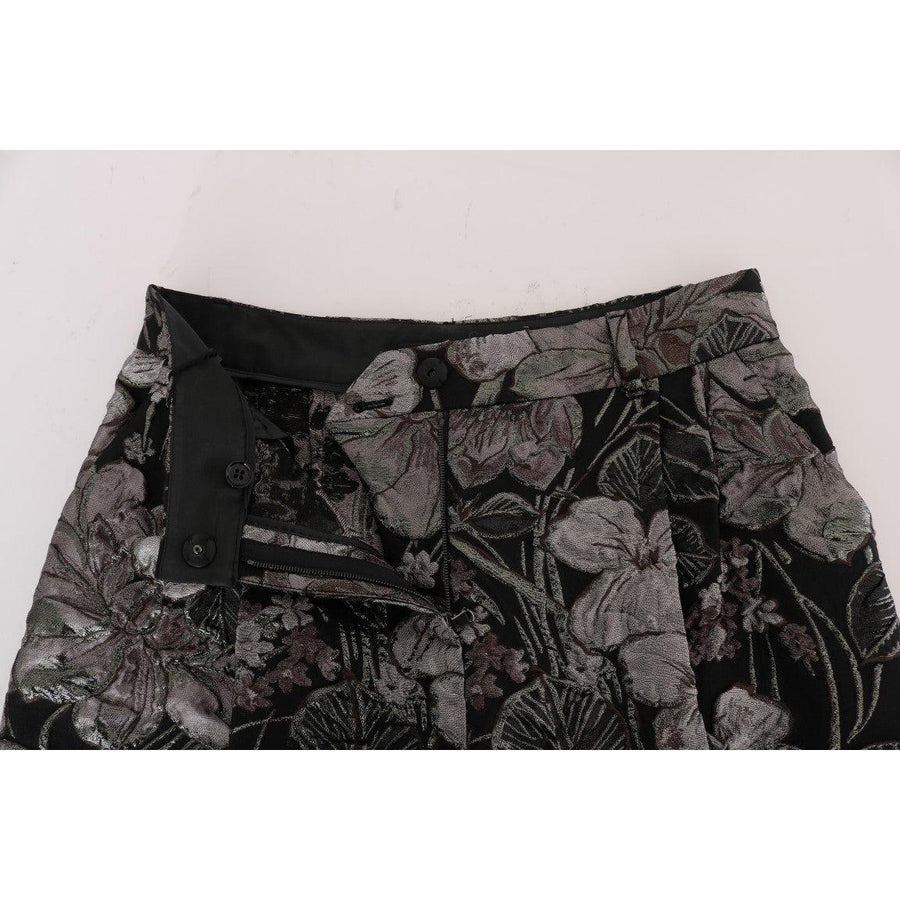 Dolce & Gabbana Gray Floral Brocade High Waist Shorts - Paris Deluxe