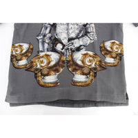 Dolce & Gabbana Gray Knight Crown Print Silk Blouse Top - Paris Deluxe