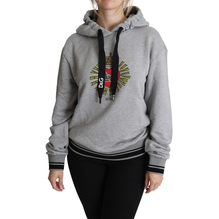 Dolce & Gabbana Gray Printed Hooded Exclusive Logo Sweater - Paris Deluxe