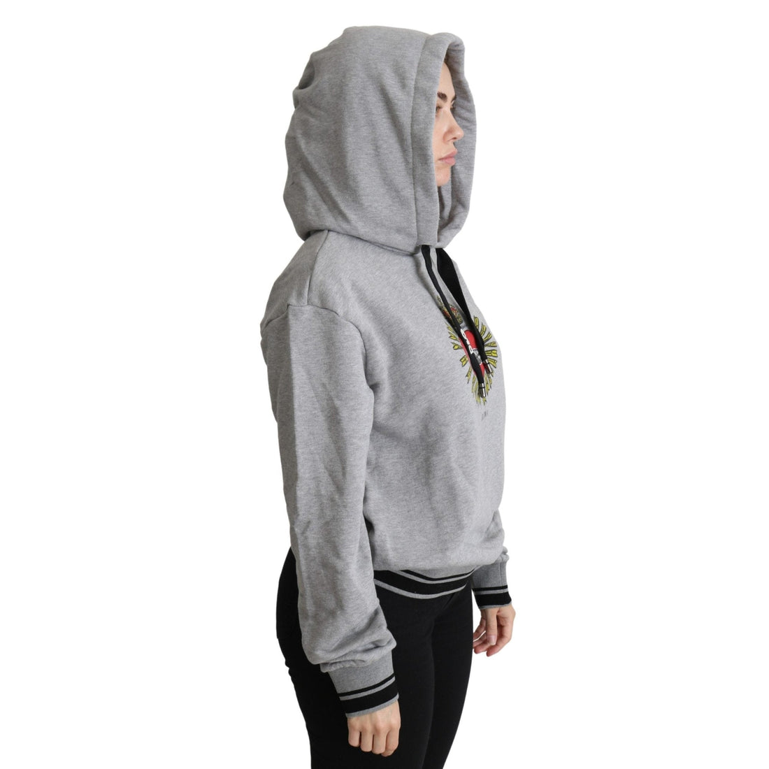 Dolce & Gabbana Gray Printed Hooded Exclusive Logo Sweater - Paris Deluxe