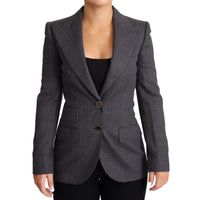 Dolce & Gabbana Gray Single Breasted Fitted Blazer Wool Jacket - Paris Deluxe
