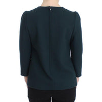 Dolce & Gabbana Green 3/4 sleeve wool blouse - Paris Deluxe