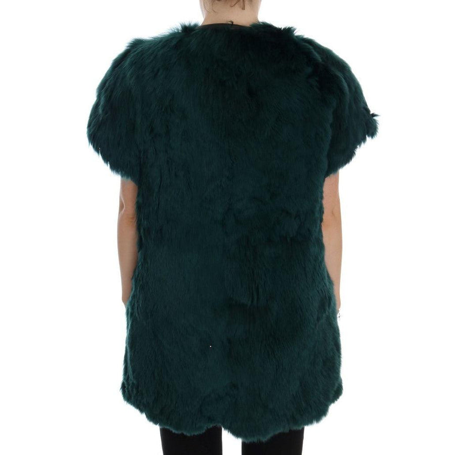 Dolce & Gabbana Green Alpaca Fur Vest Sleeveless Jacket - Paris Deluxe