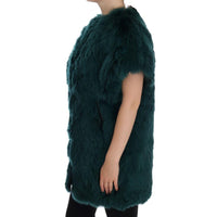 Dolce & Gabbana Green Alpaca Fur Vest Sleeveless Jacket - Paris Deluxe