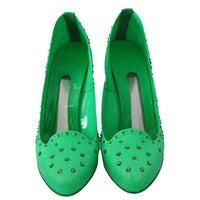 Dolce & Gabbana Green Crystal Floral CINDERELLA Heels Shoes - Paris Deluxe
