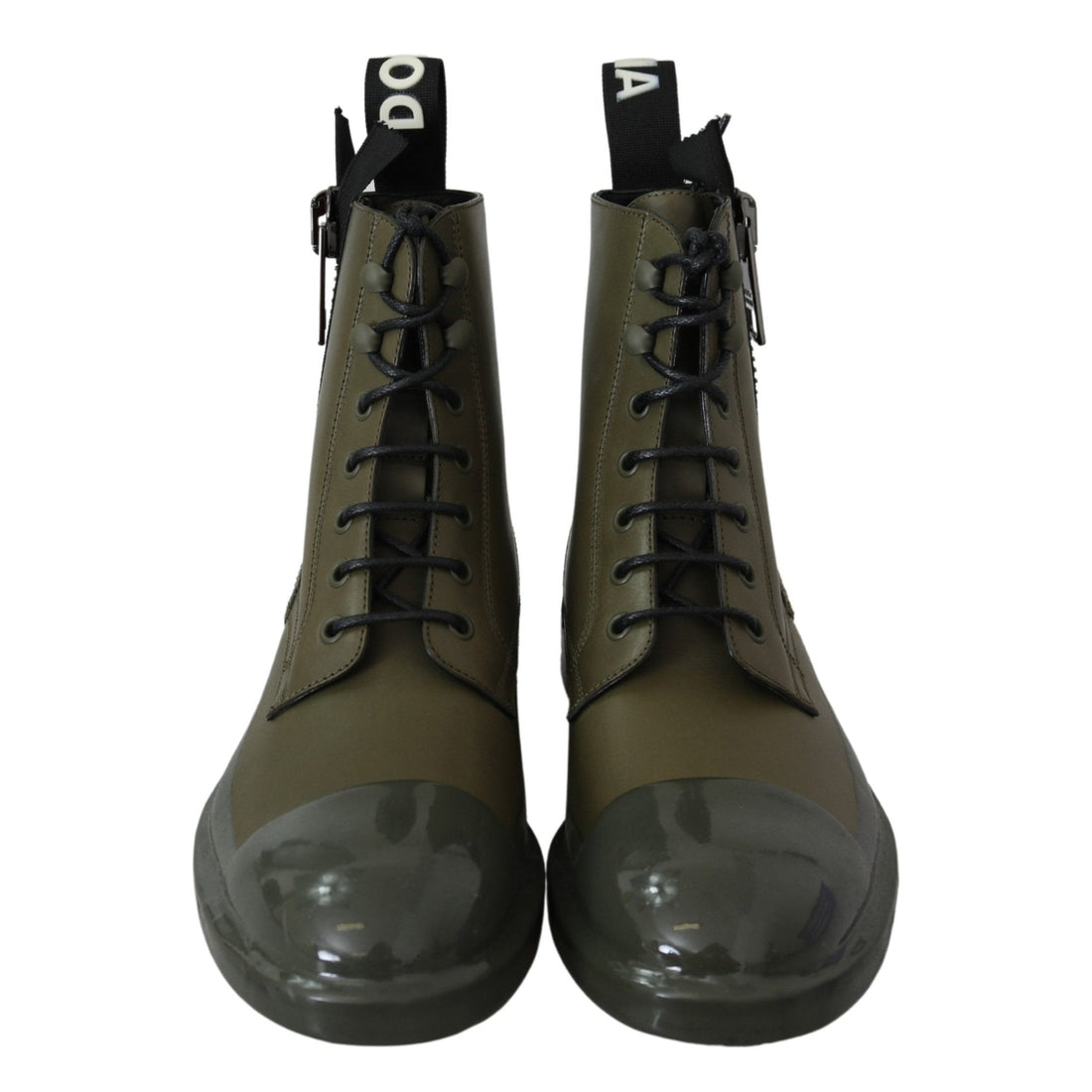 Dolce & Gabbana Green Leather Boots Zipper Mens Shoes - Paris Deluxe