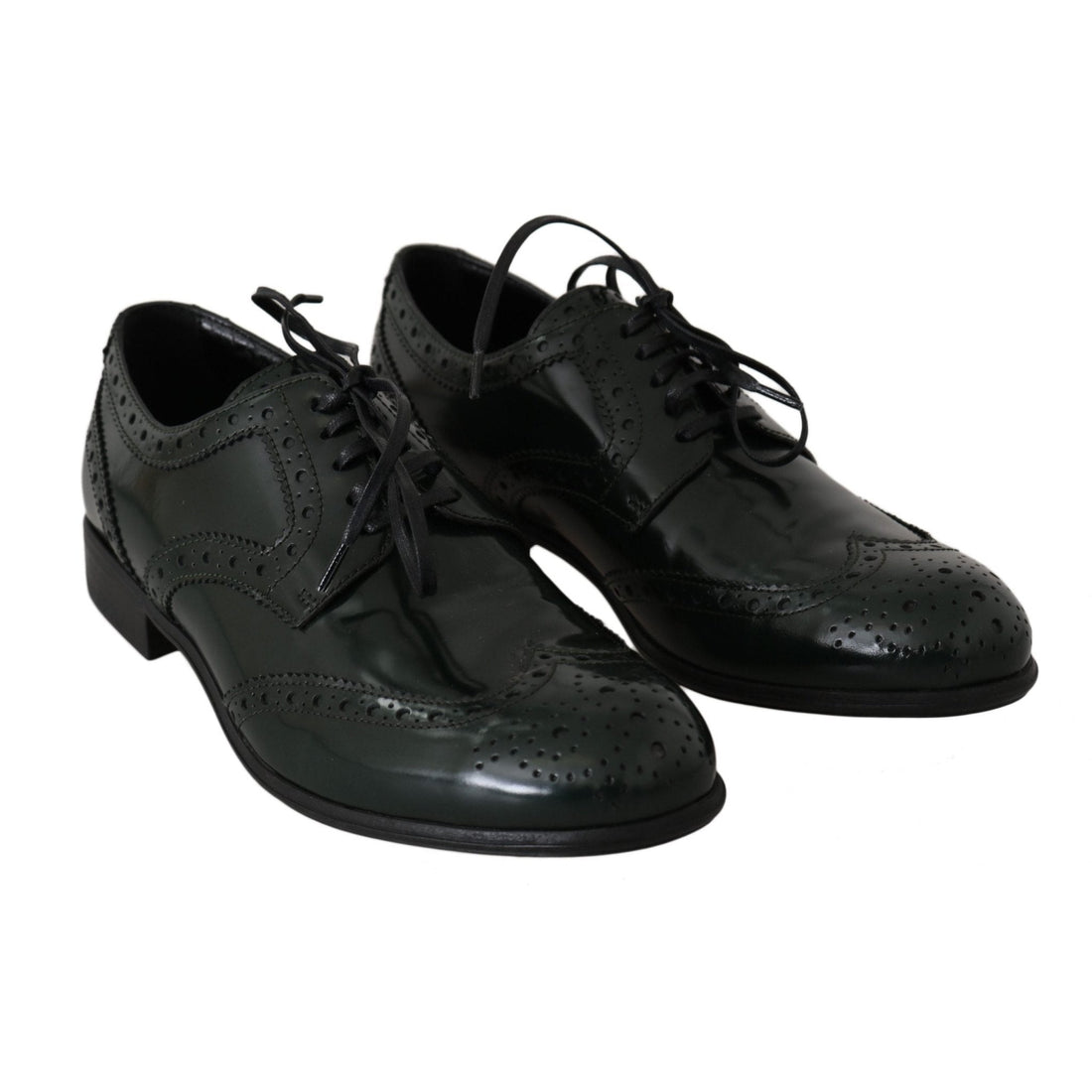 Dolce & Gabbana Green Leather Broque Oxford Wingtip Shoes - Paris Deluxe