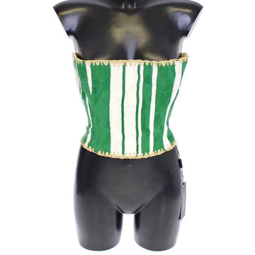 Dolce & Gabbana Green Striped Corset  Woven Raffia Waist Belt