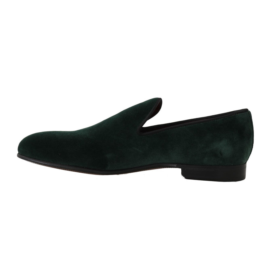 Dolce & Gabbana Green Suede Leather Slippers Loafers - Paris Deluxe