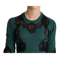 Dolce & Gabbana Green Wool Crewneck Sweater - Paris Deluxe