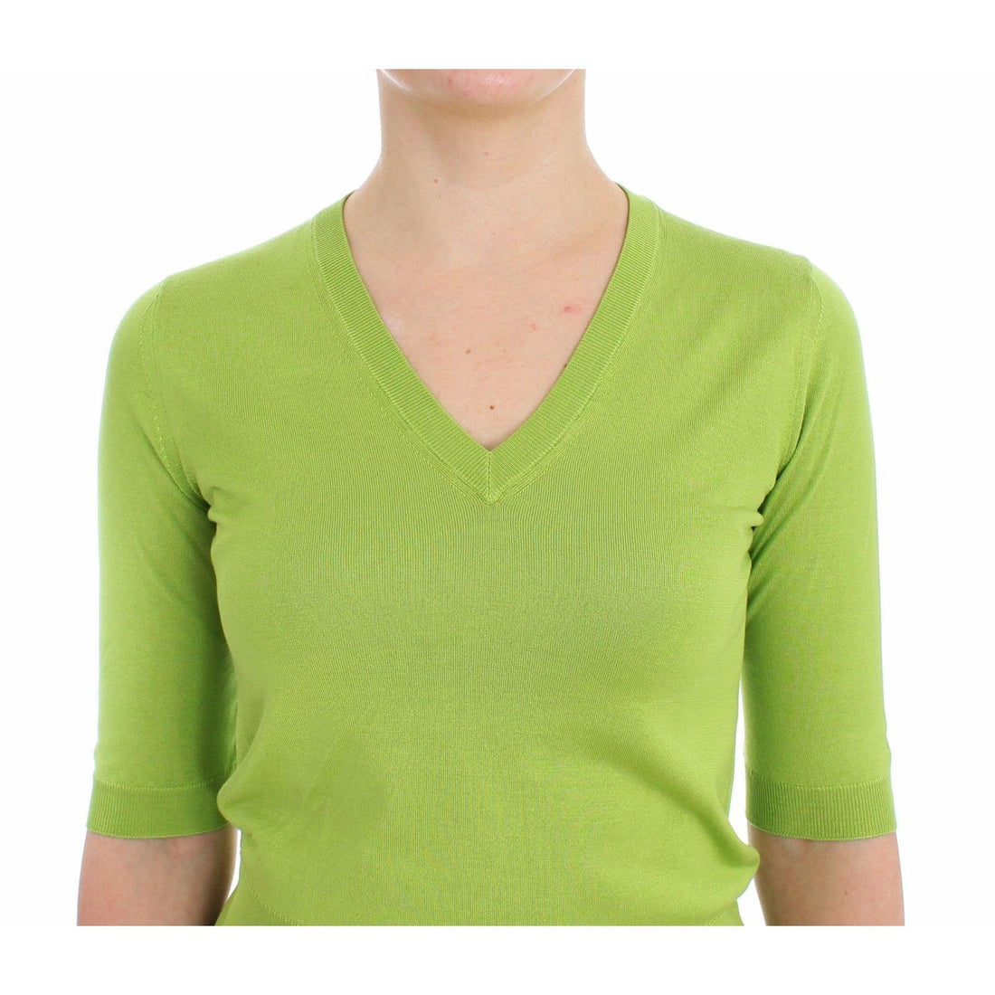 Dolce & Gabbana Green Wool V-neck Pullover Sweater Top - Paris Deluxe