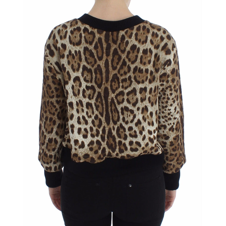 Dolce & Gabbana Leopard Print Crewneck Short Sweater - Paris Deluxe