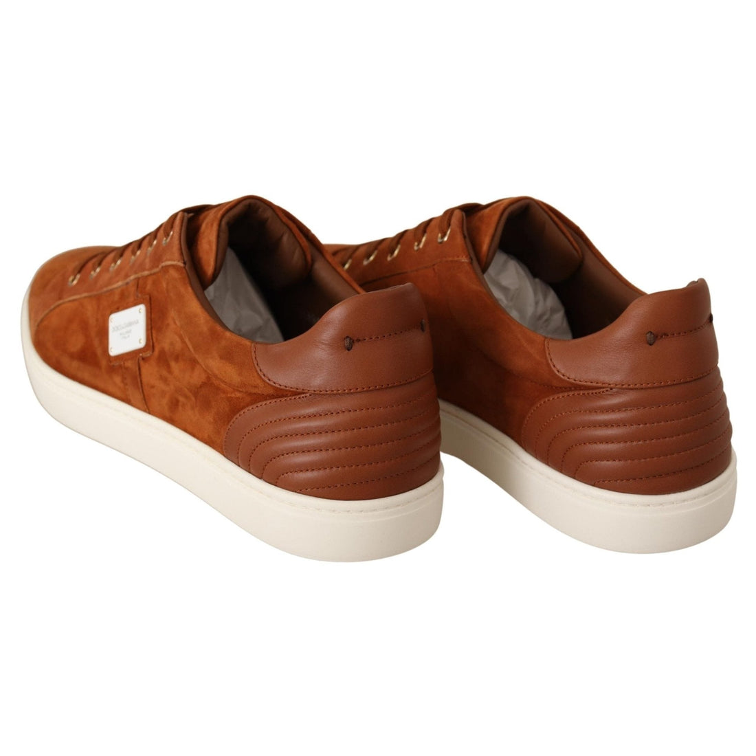 Dolce & Gabbana Light Brown Suede Leather Low Tops Sneakers - Paris Deluxe