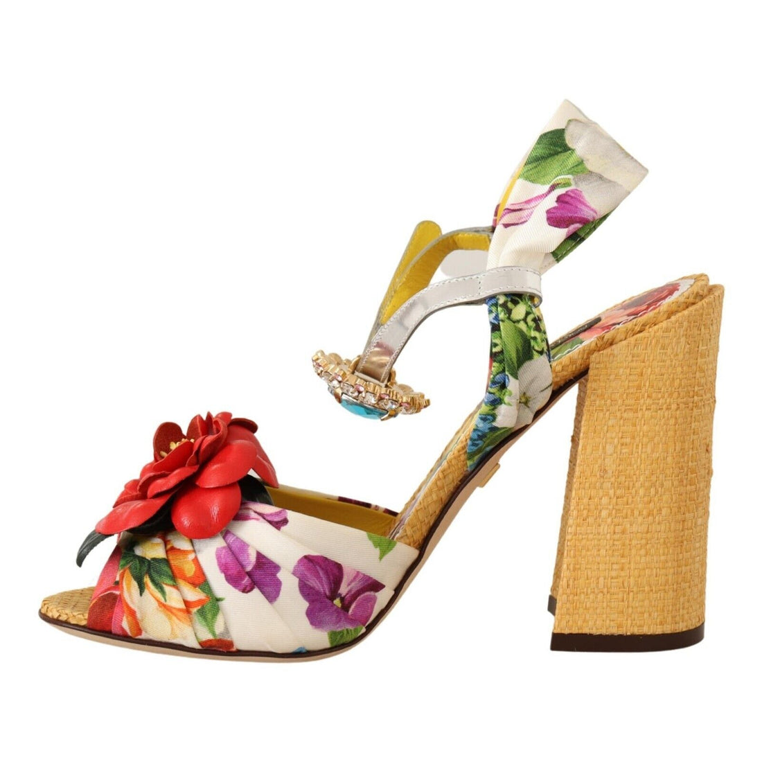 Dolce & Gabbana Multicolor Crystal Keira Sandals Silk Shoes - Paris Deluxe