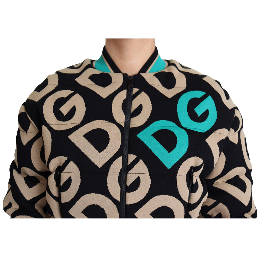 Dolce & Gabbana Multicolor DG Logo Print Quilted Bomber Jacket - Paris Deluxe