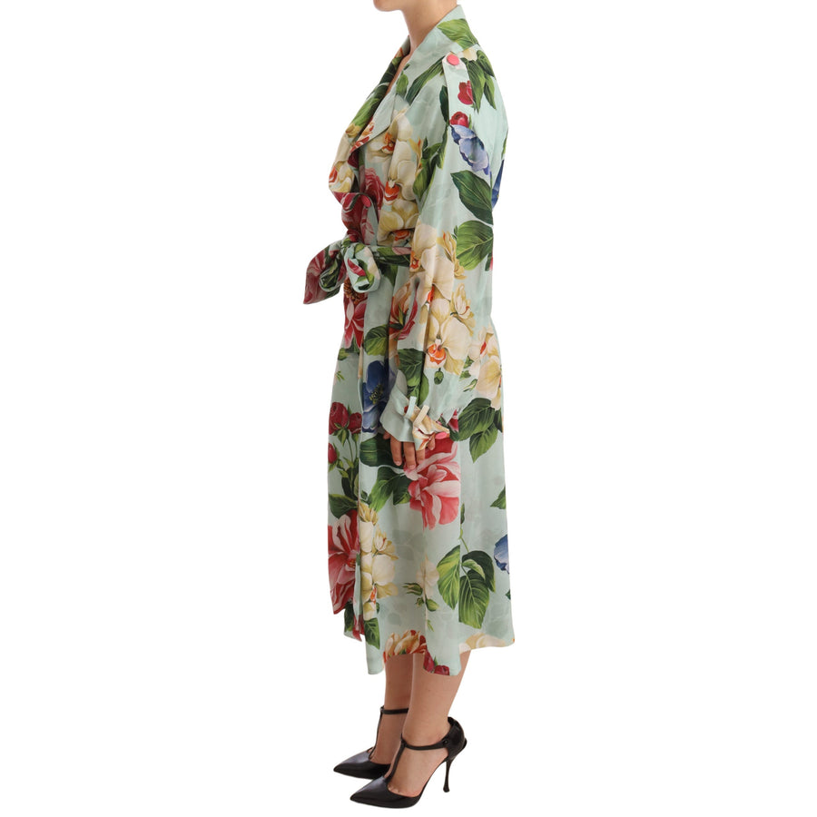 Dolce & Gabbana Multicolor Double Breasted Floral Trench Coat Jacket - Paris Deluxe