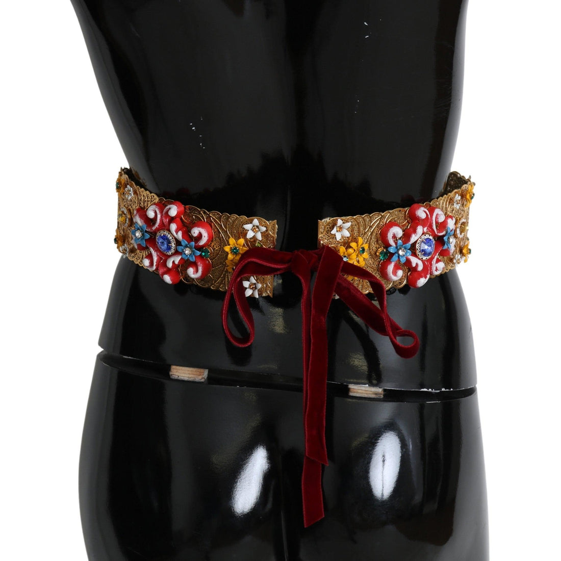 Dolce & Gabbana multicolor Embellished Floral Crystal Wide Waist Belt - Paris Deluxe
