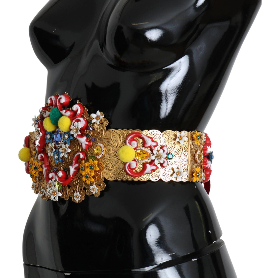 Dolce & Gabbana multicolor Embellished Floral Crystal Wide Waist Belt - Paris Deluxe