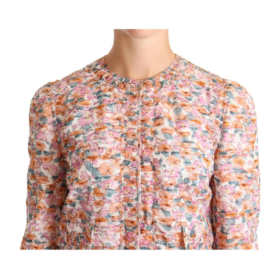 Dolce & Gabbana Multicolor Floral Print Silk Trench Coat Jacket - Paris Deluxe