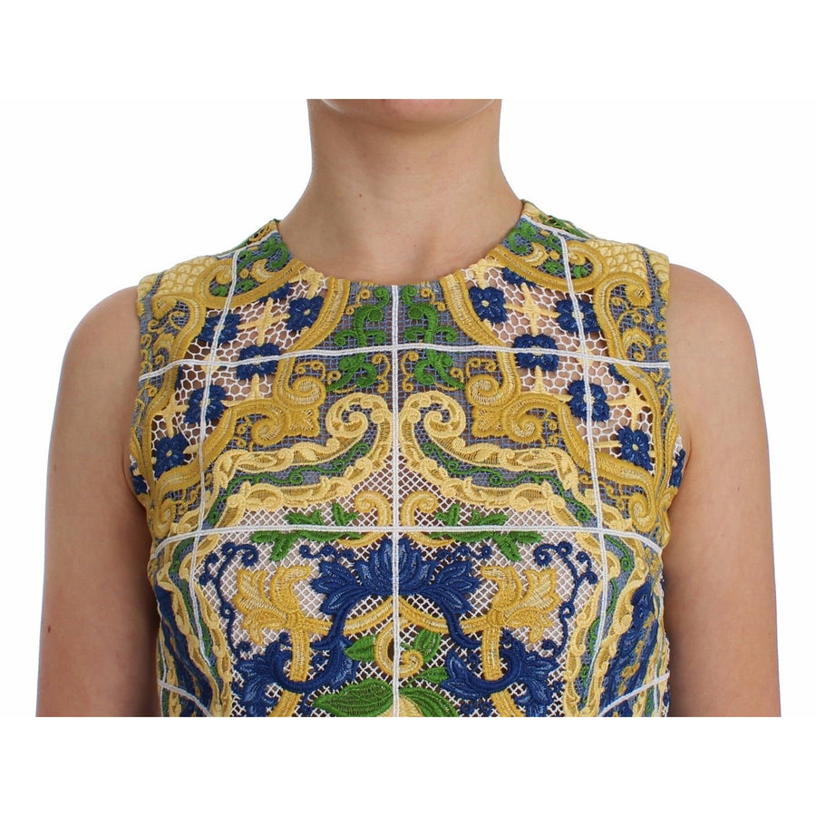 Dolce & Gabbana Multicolor Majolica Embroidered Sweater - Paris Deluxe
