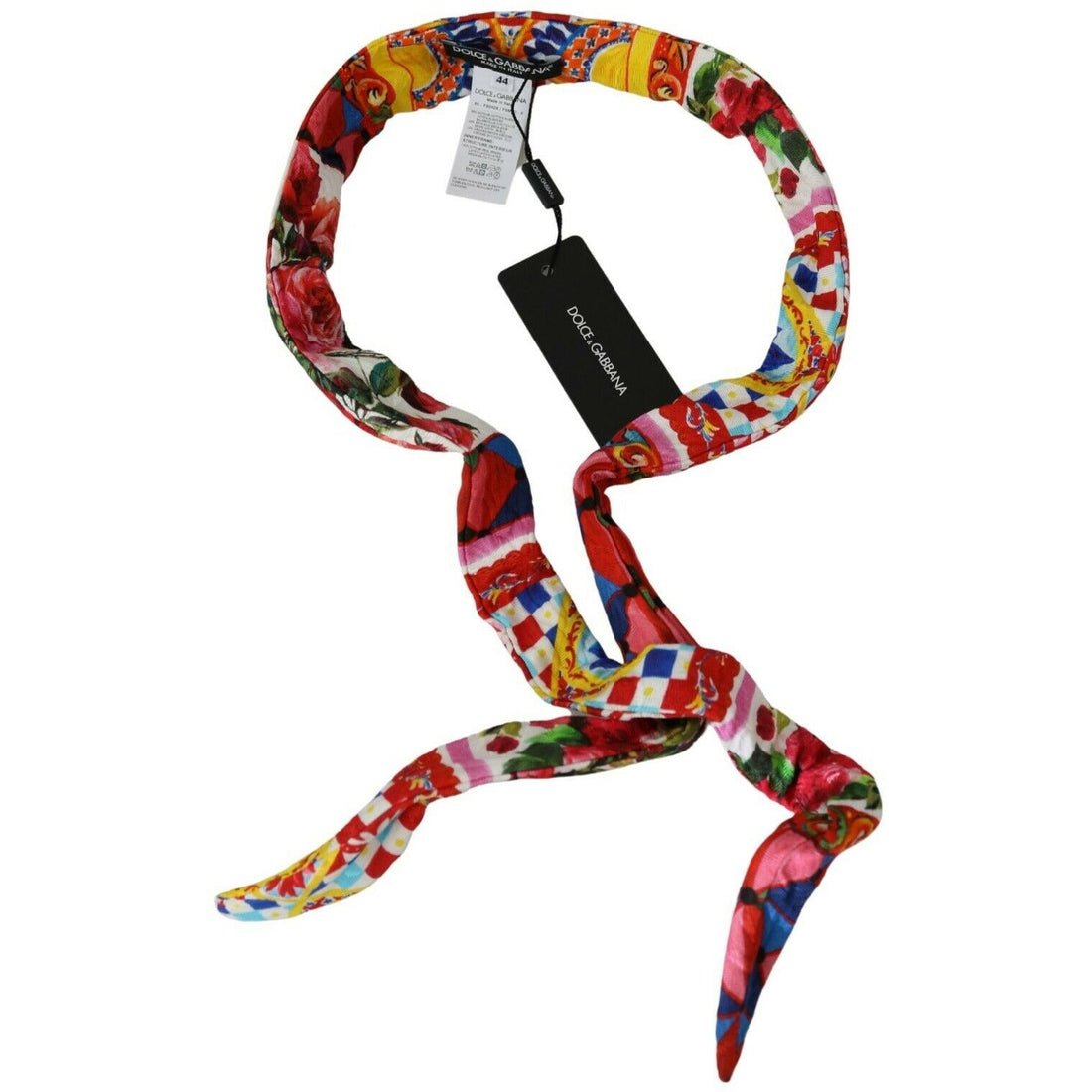 Dolce & Gabbana Multicolor Silk Cotton Carretto Rose Pattern Wrap Belt - Paris Deluxe