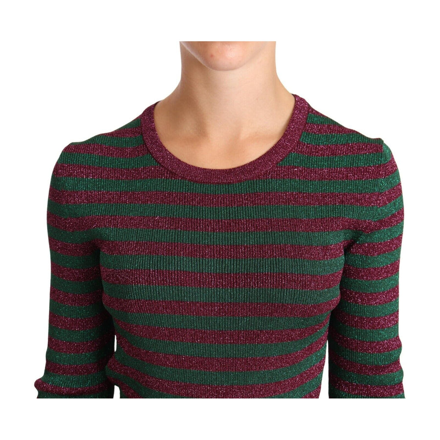Dolce & Gabbana Multicolor Striped Crew Neck Pullover Sweater - Paris Deluxe