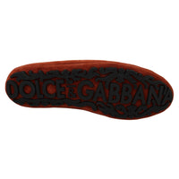 Dolce & Gabbana Orange Leather Moccasins Crystal Crown Slippers Shoes - Paris Deluxe
