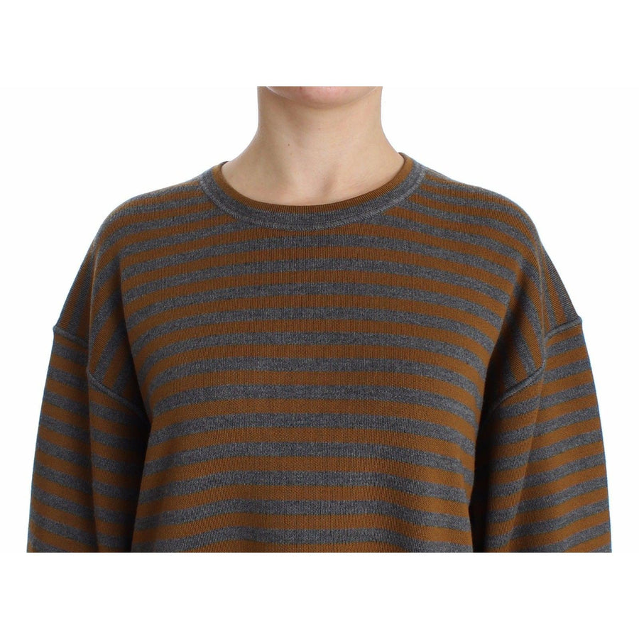 Dolce & Gabbana Oversized Gray Yellow Striped Sweater Top - Paris Deluxe