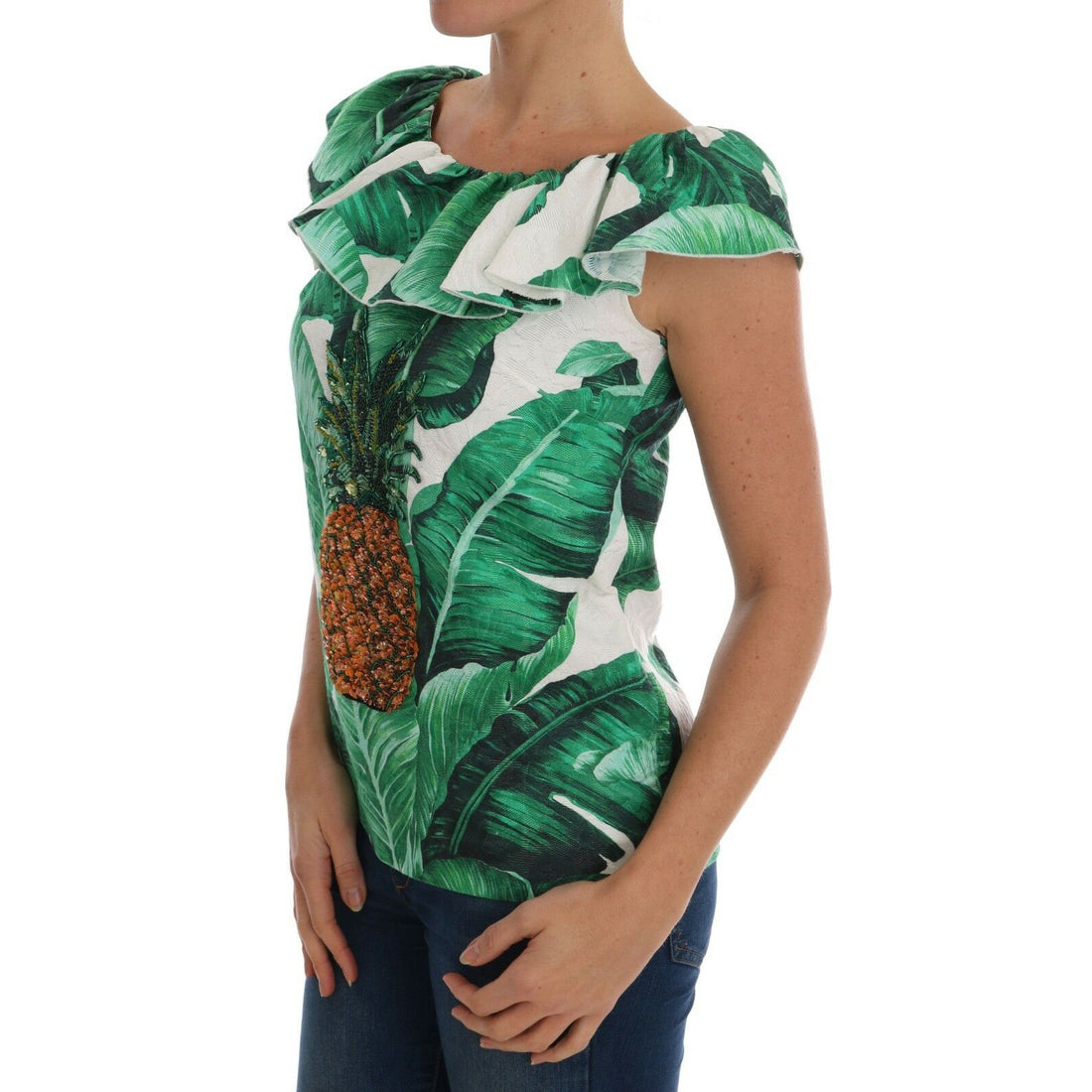 Dolce & Gabbana Pineapple Banana Sequins Blouse T-shirt - Paris Deluxe