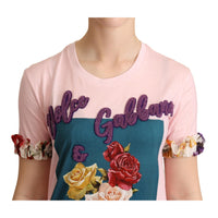 Dolce & Gabbana Elegant Floral Rose Applique T-Shirt