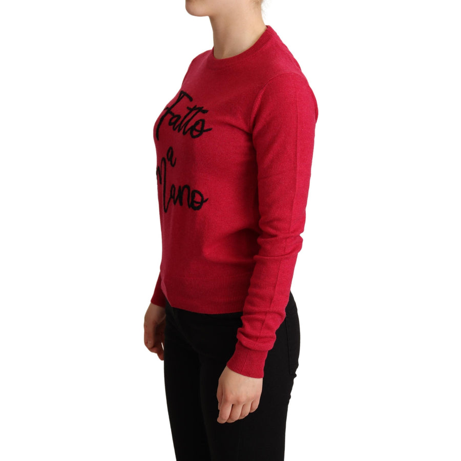 Dolce & Gabbana Pink Embroidered Cashmere Wool Pullover Sweater - Paris Deluxe