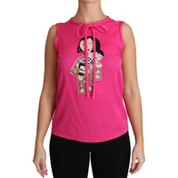 Dolce & Gabbana Pink Family Silk Tank Mama Blouse Top Shirt - Paris Deluxe