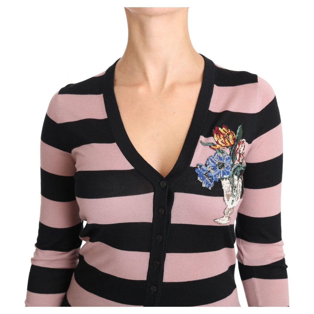 Dolce & Gabbana Pink Floral Cashmere Cardigan Sweater - Paris Deluxe