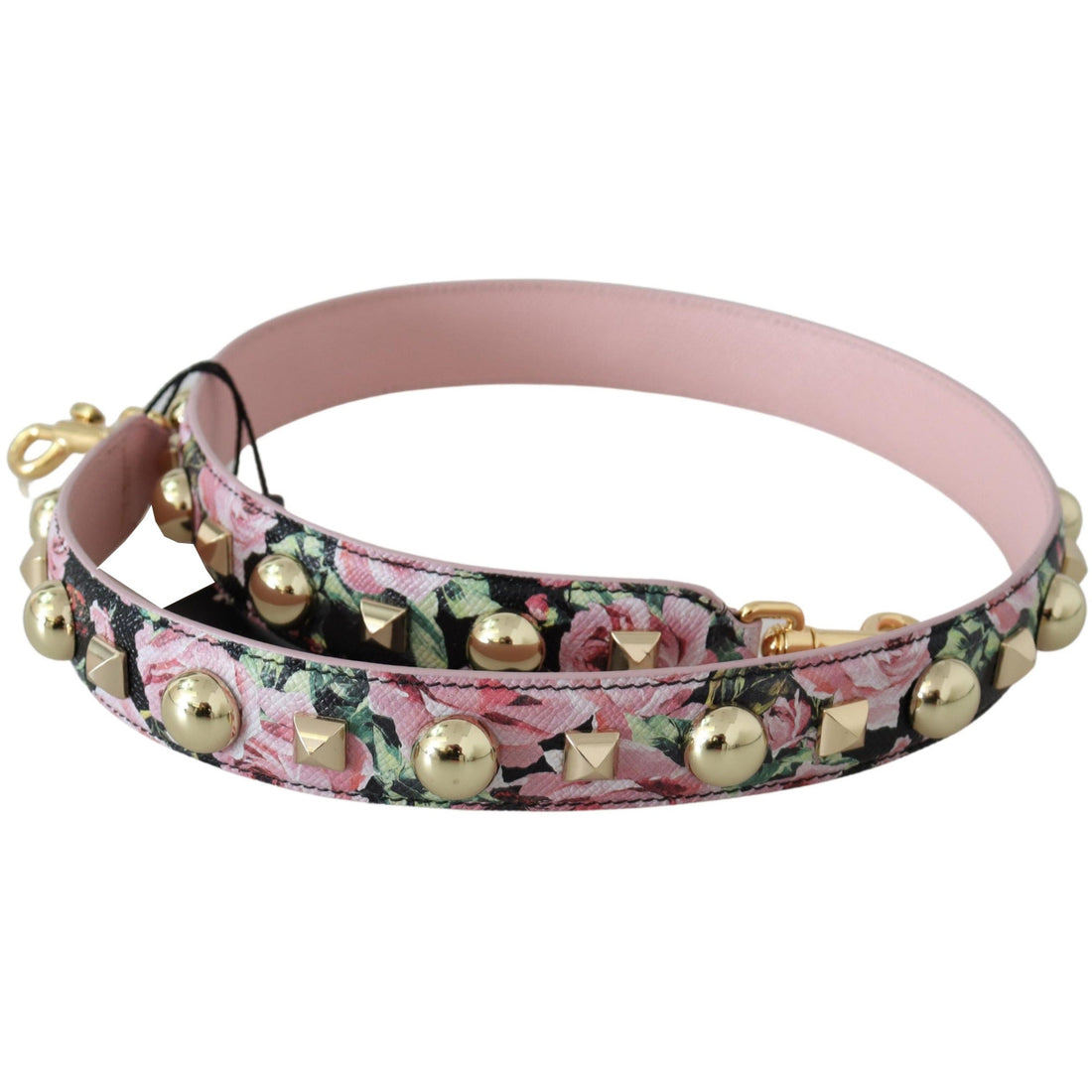 Dolce & Gabbana Pink Floral Gold Studs Bag Accessory Shoulder Strap - Paris Deluxe