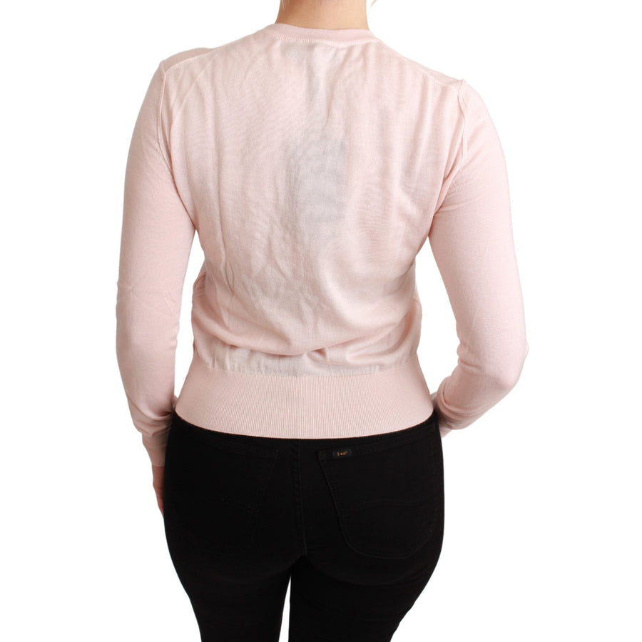 Dolce & Gabbana Pink Floral Silk Cashmere Pullover Sweater - Paris Deluxe