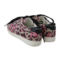 Dolce & Gabbana Pink Leopard Print Training Leather Flat Sneakers - Paris Deluxe