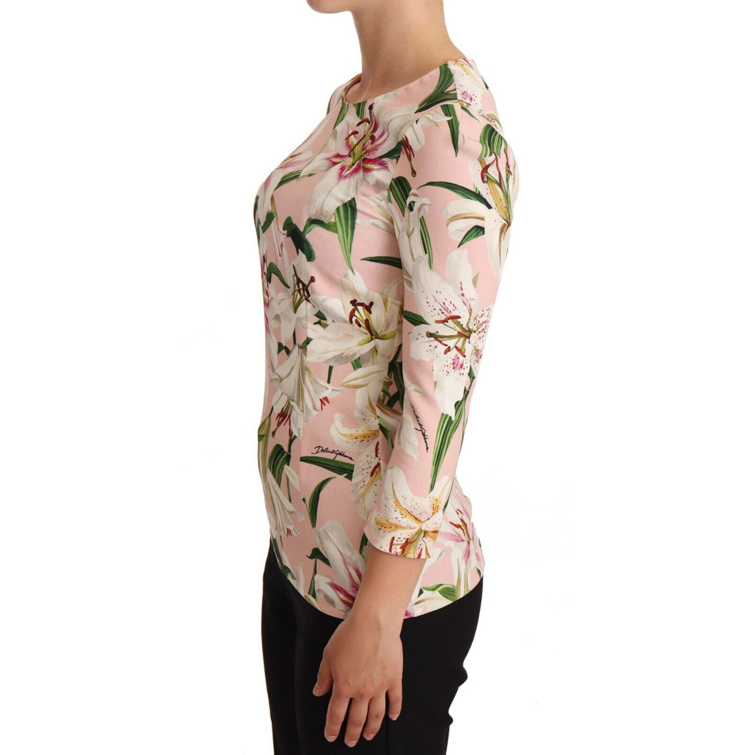 Dolce & Gabbana Pink Lily Print Viscose Long Sleeves Blouse - Paris Deluxe