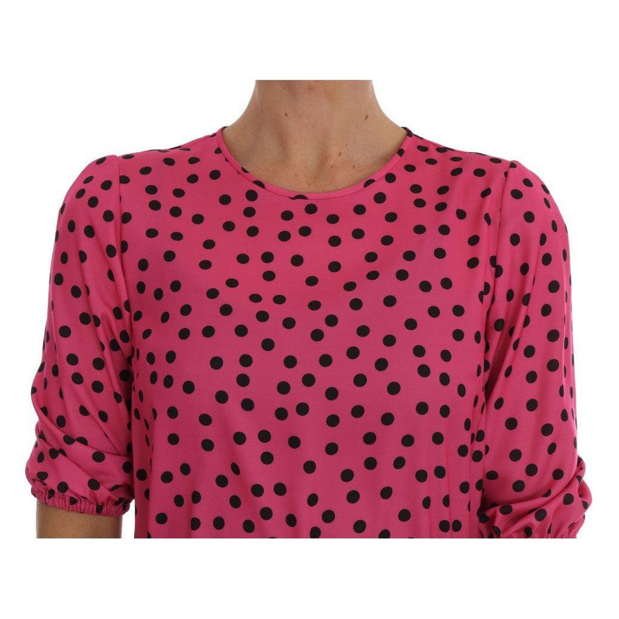 Dolce & Gabbana Pink Polka Dotted Silk Blouse - Paris Deluxe