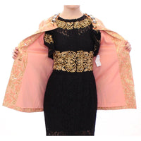 Dolce & Gabbana Pink Silk Brocade Crystal Jacket Coat - Paris Deluxe