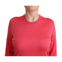 Dolce & Gabbana Pink Silk Crewneck Pullover Top Sweater - Paris Deluxe