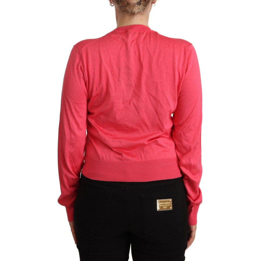 Dolce & Gabbana Pink Silk Crewneck Pullover Top Sweater - Paris Deluxe