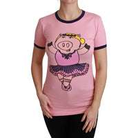 Dolce & Gabbana Pink YEAR OF THE PIG Top Cotton T-shirt