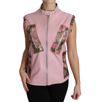 Dolce & Gabbana Pink Zippered Lamb Sleeveless Vest Leather Jacket - Paris Deluxe