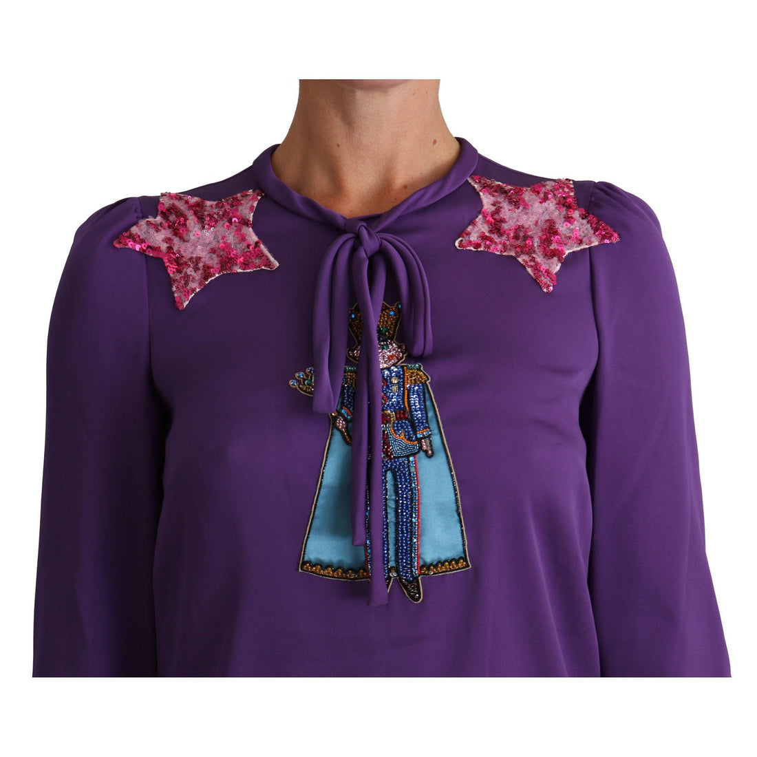 Dolce & Gabbana Purple Blouse Prince Fairy Tale Embellished Top - Paris Deluxe