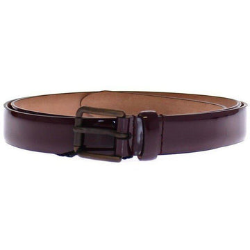 Dolce & Gabbana Purple Leather Logo Cintura Gürtel Belt - Paris Deluxe