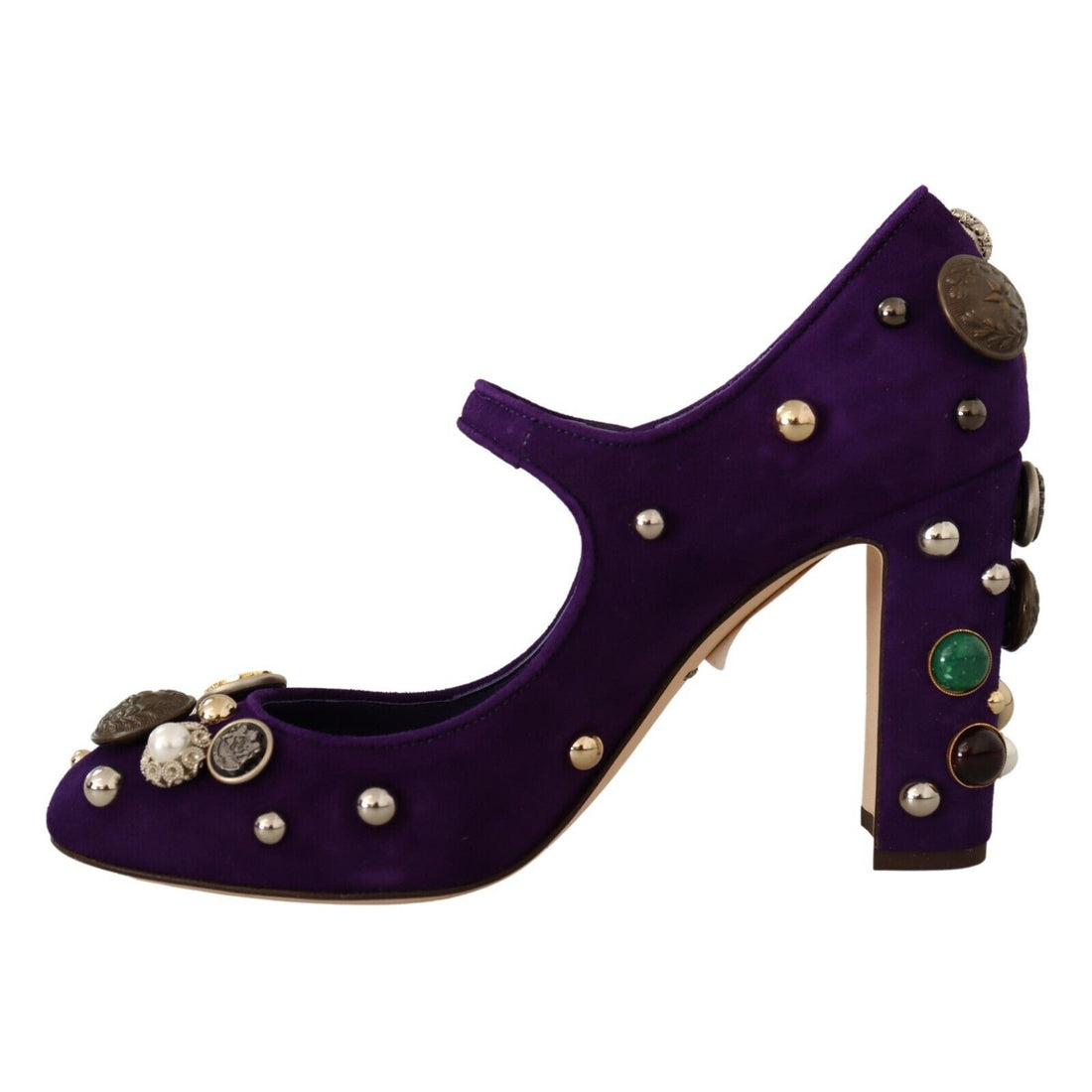 Dolce & Gabbana Purple Suede Embellished Pump Mary Jane Shoes - Paris Deluxe