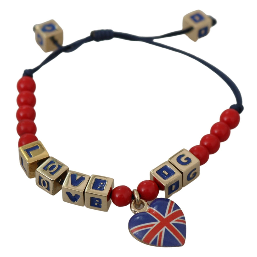 Dolce & Gabbana Red Blue Beaded DG LOVES LONDON Flag Branded Bracelet - Paris Deluxe